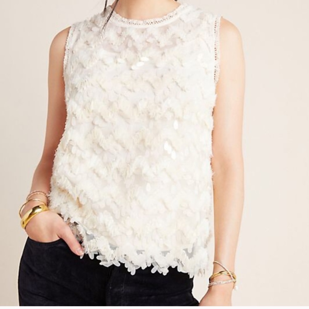 Anthropologie Regan Sequin Chevron Tank